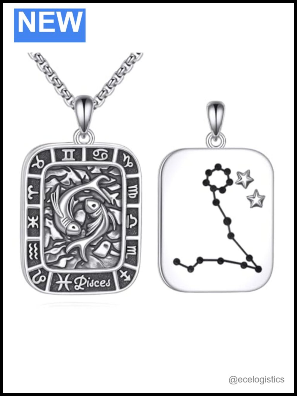 925 Sterling Silver Pisces Zodiac Pendant Necklace